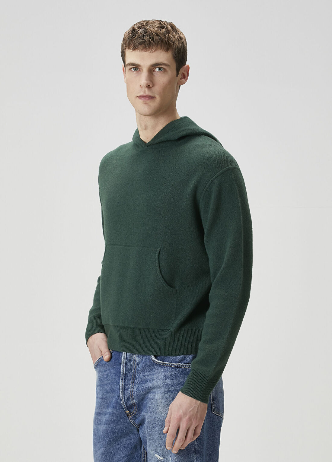 Acne Studios Yeşil Kapüşonlu Kaşmir Kazak görsel 3