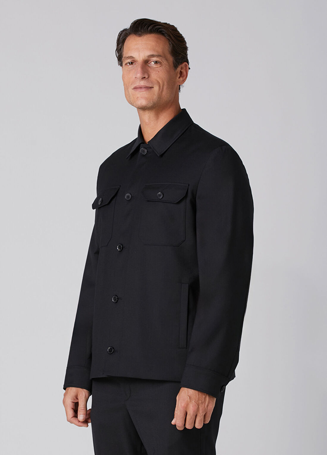 Beymen Collection Siyah Yün Flanel Dış Gömlek görsel 4