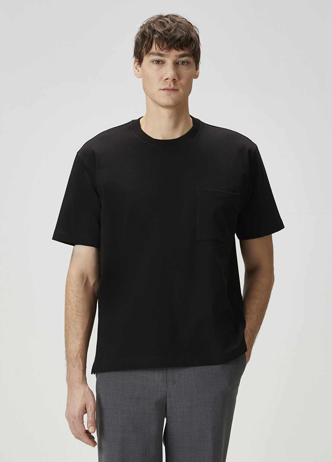 Solid Homme Siyah Logo Detaylı T-shirt