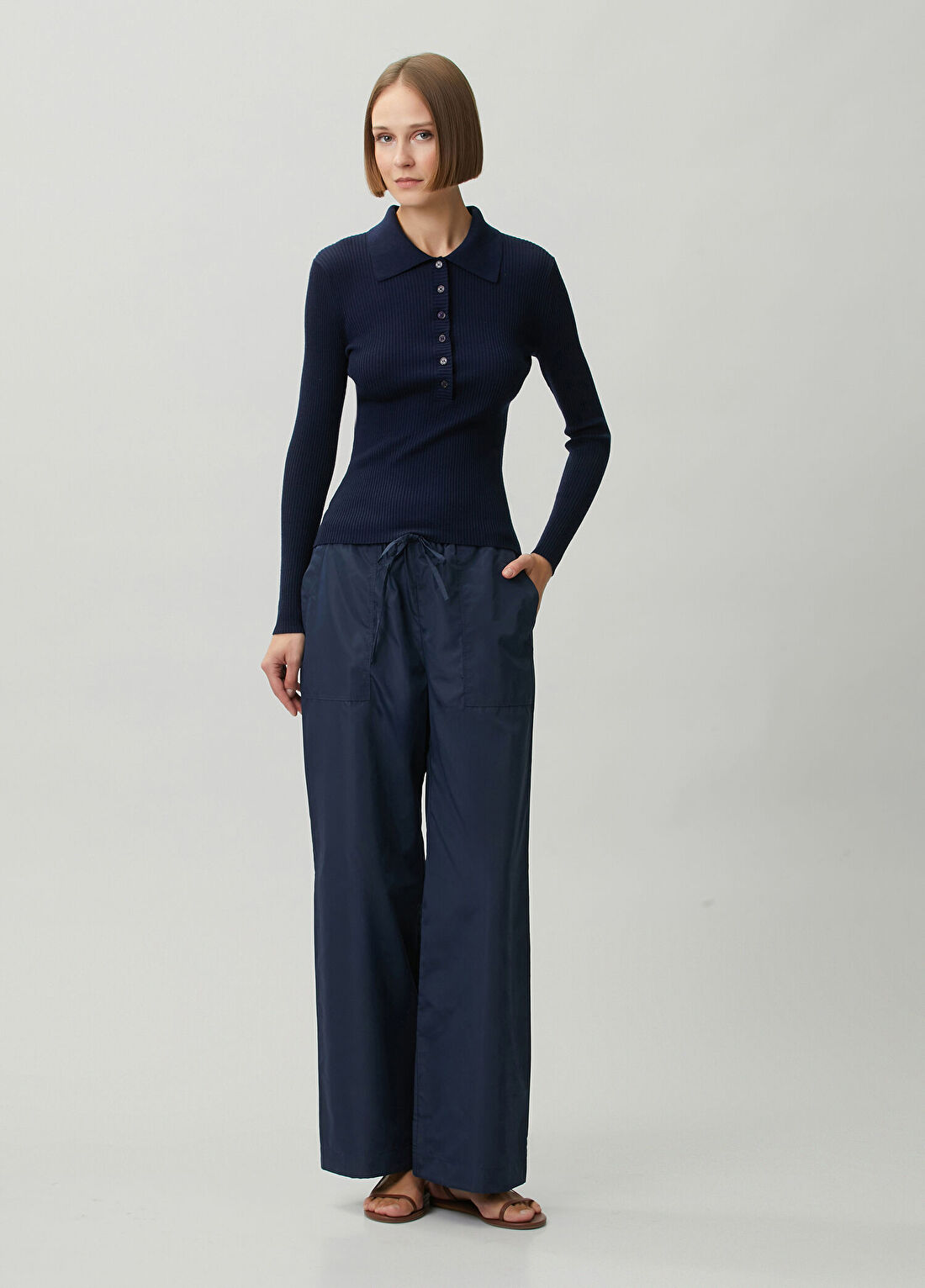 Rag&Bone Claire Lacivert Tafta Pantolon