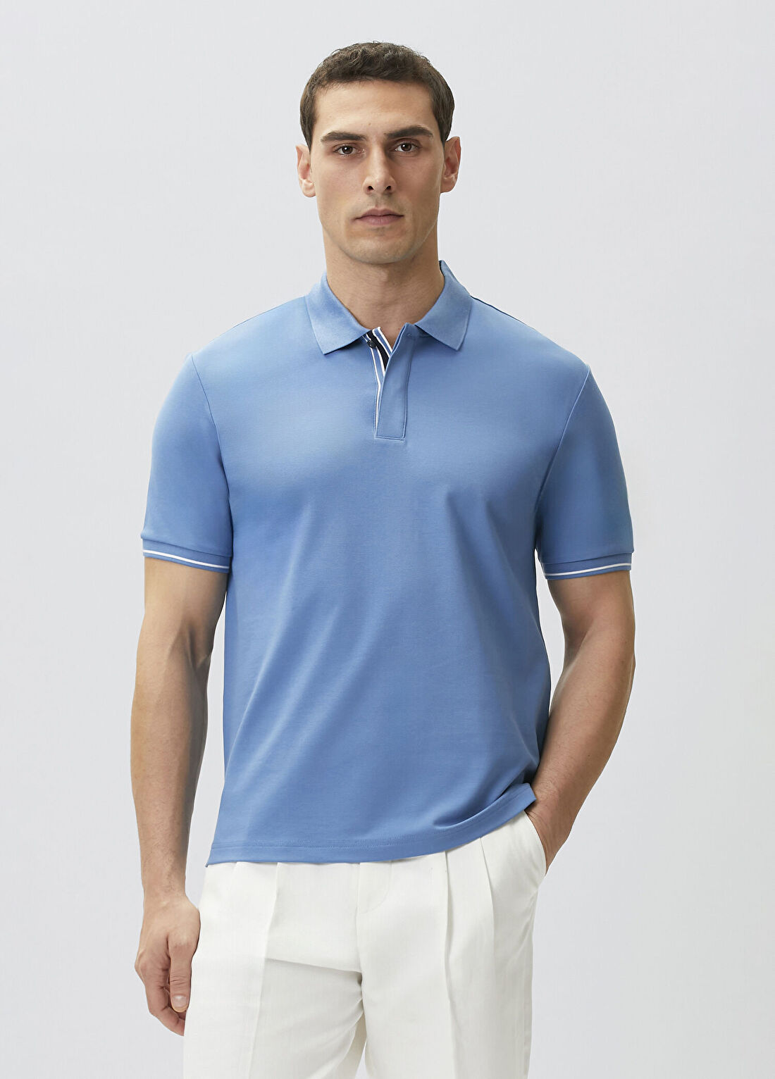 Network Mavi Polo Yaka Pike T-shirt görsel 3