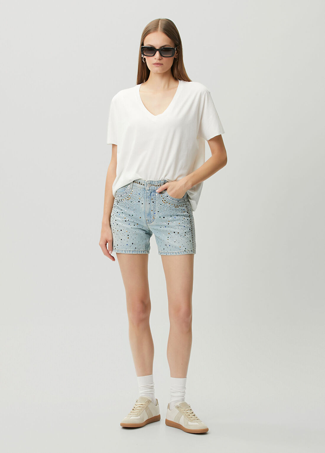 Zadig&Voltaire Sadys Mavi Taşlı Denim Şort