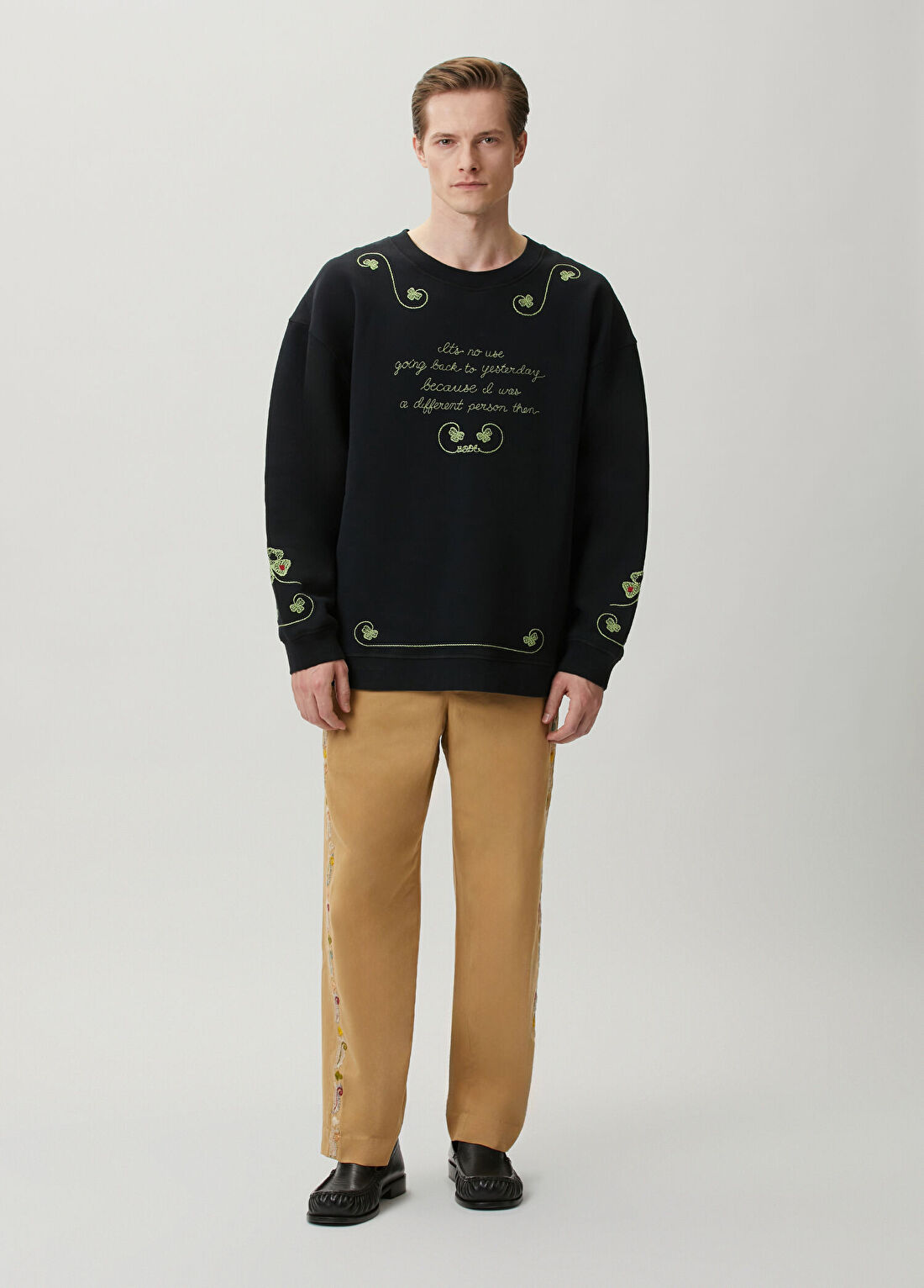 Bode Siyah Slogan Nakışlı Sweatshirt görsel 2