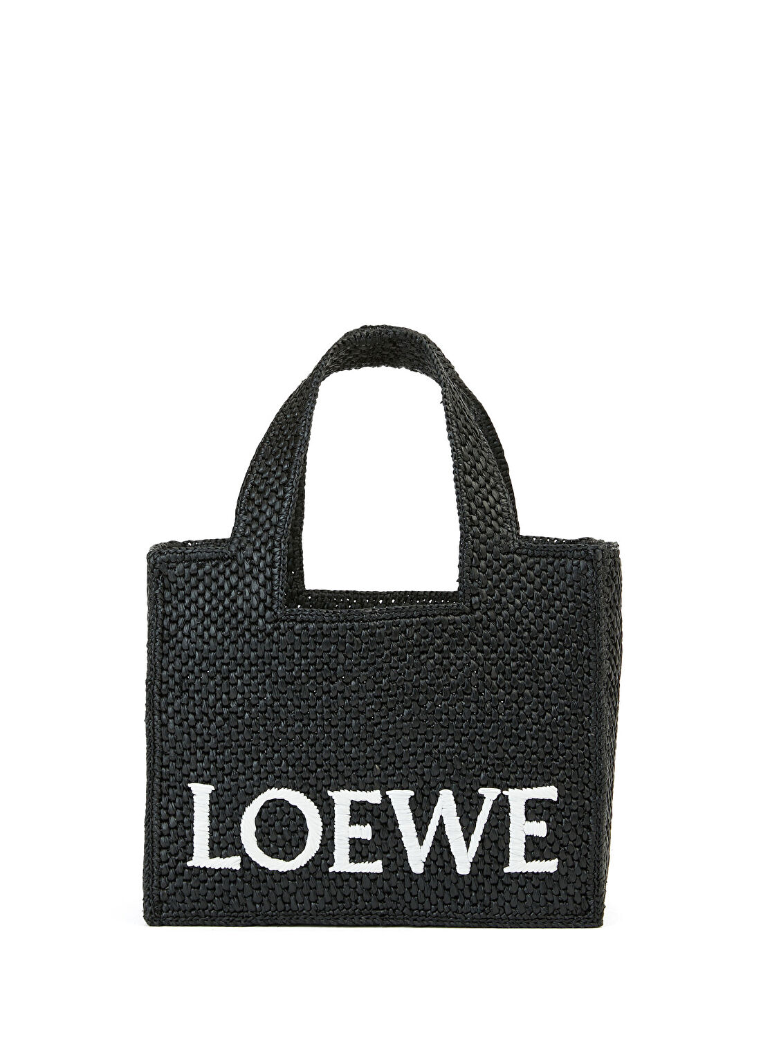 Loewe Font Tote Small Siyah Kadın Rafya Plaj Çantası