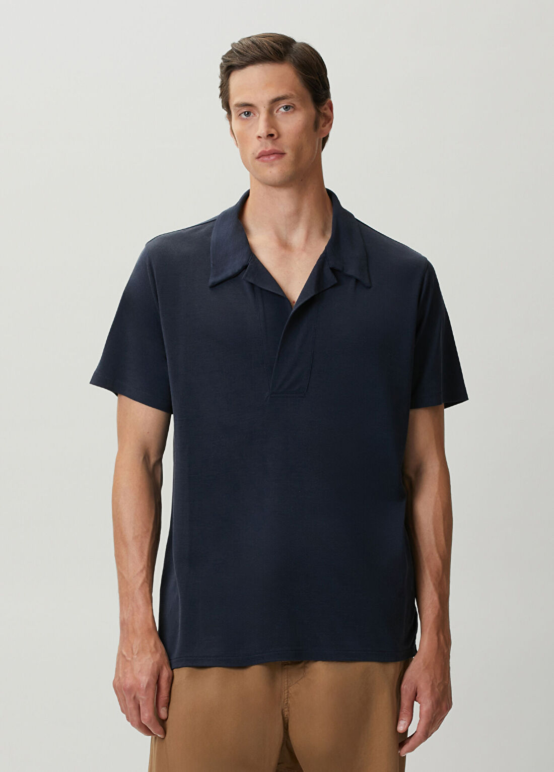Meta Campania Collective Koyu Lacivert Polo Yaka İpek T-shirt