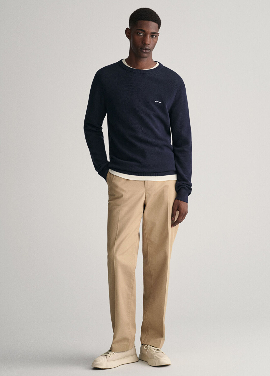 Gant Lacivert Yuvarlak Yaka Regular Fit Erkek Kazak görsel 4