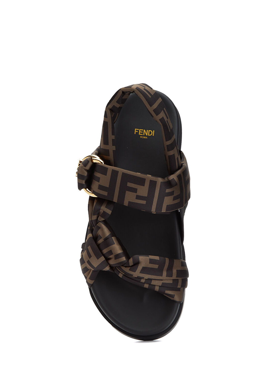 Fendi Feel Kahverengi Logo Desenli Kadın Sandalet görsel 4