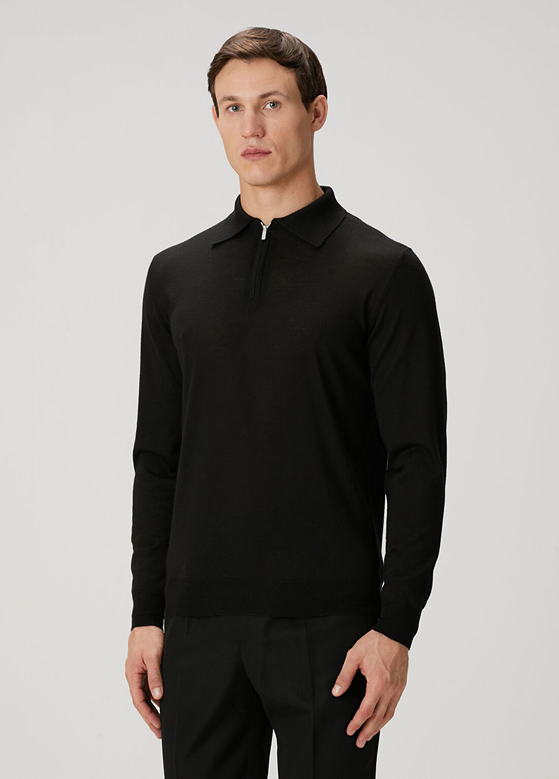 Lardini Siyah Polo Yaka Yün Triko görsel 3