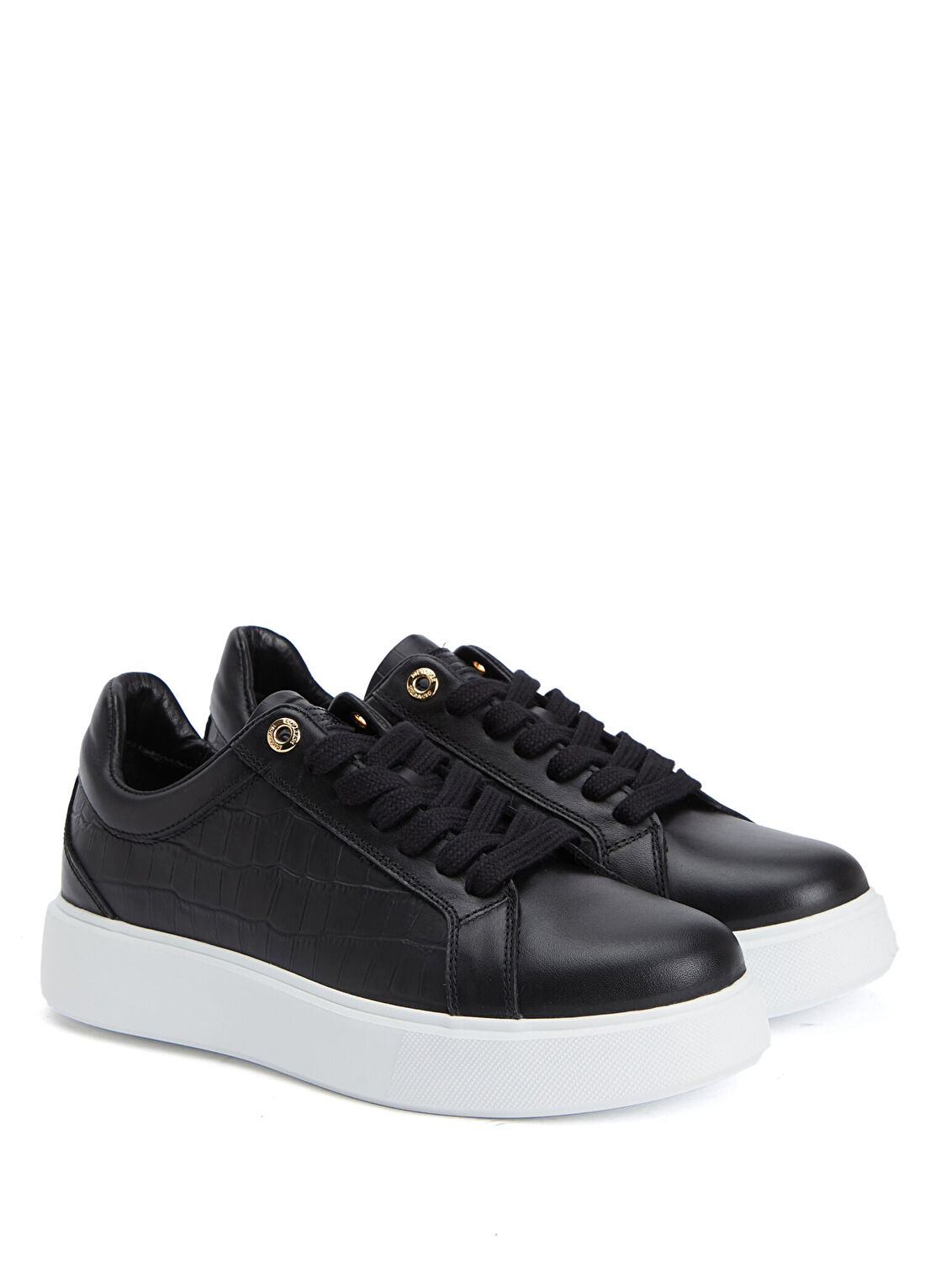 Divarese Siyah Kroko Baskılı Kadın Deri Sneaker görsel 2