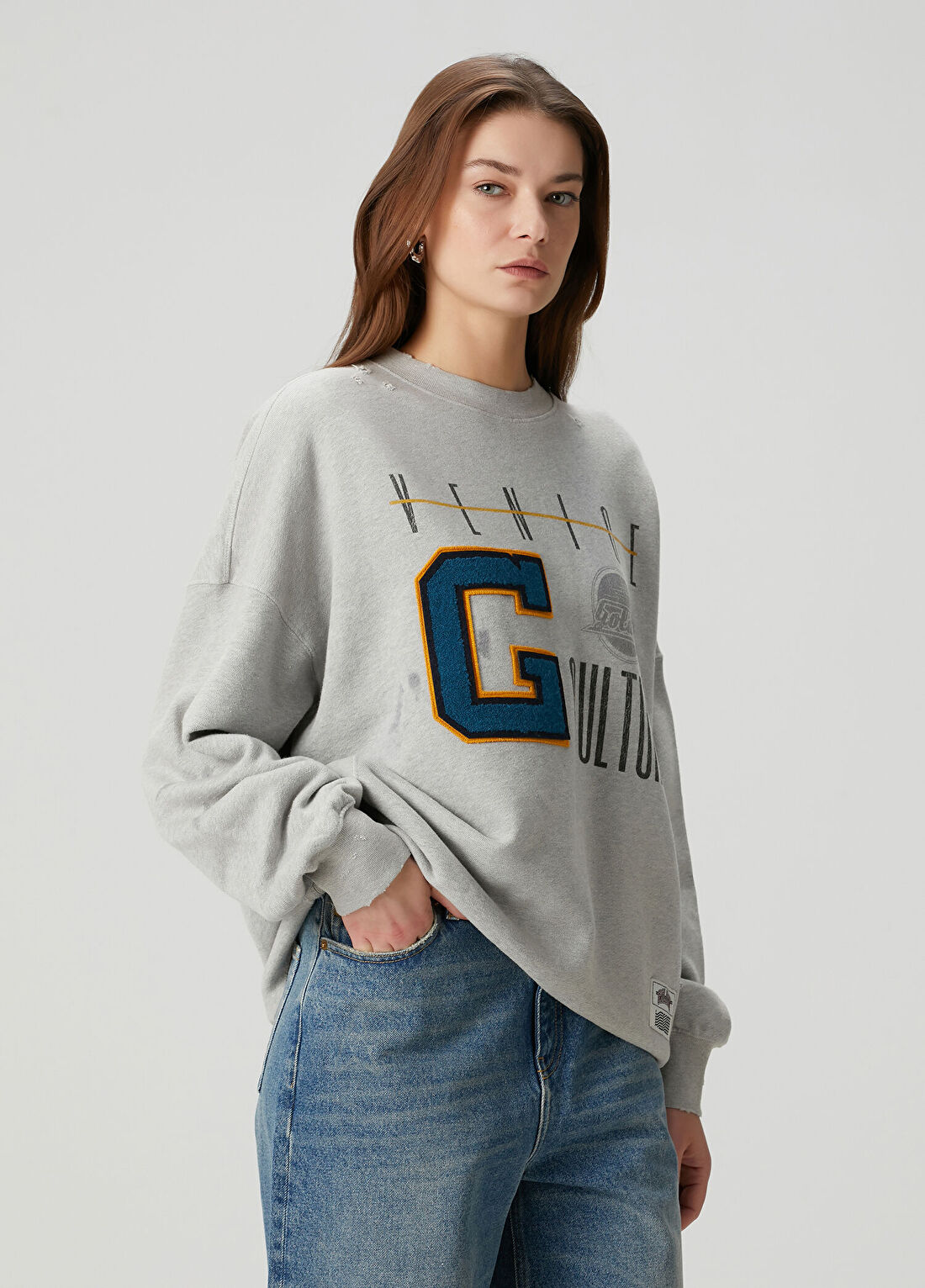 Golden Goose Gri Logo Patch Sweatshirt görsel 3