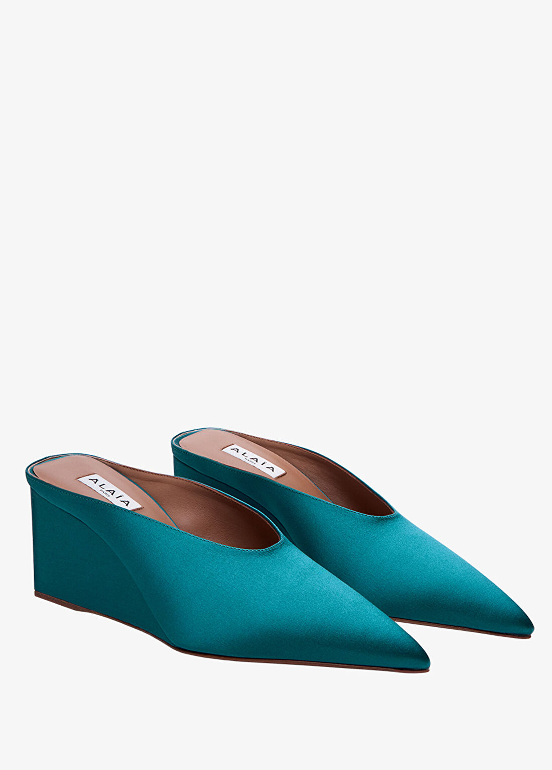 Alaïa Cube Yeşil Kadın Saten Terlik