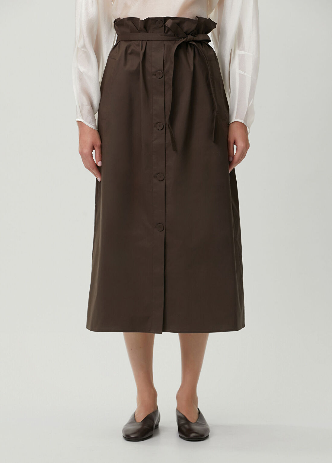 The Garment Cyprus Koyu Kahverengi Midi Etek görsel 2