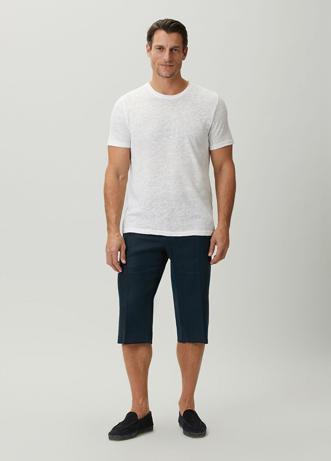 Kiton Koyu Mavi Keten Bermuda