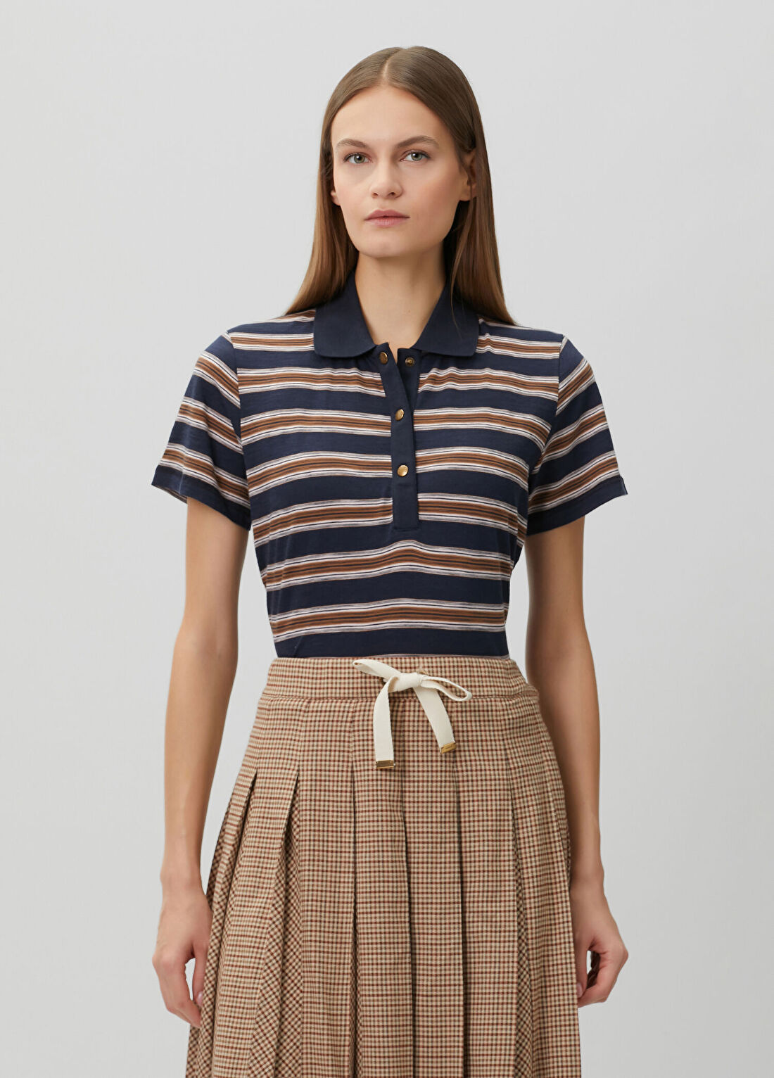 Moncler Lacivert Çizgili Polo T-shirt