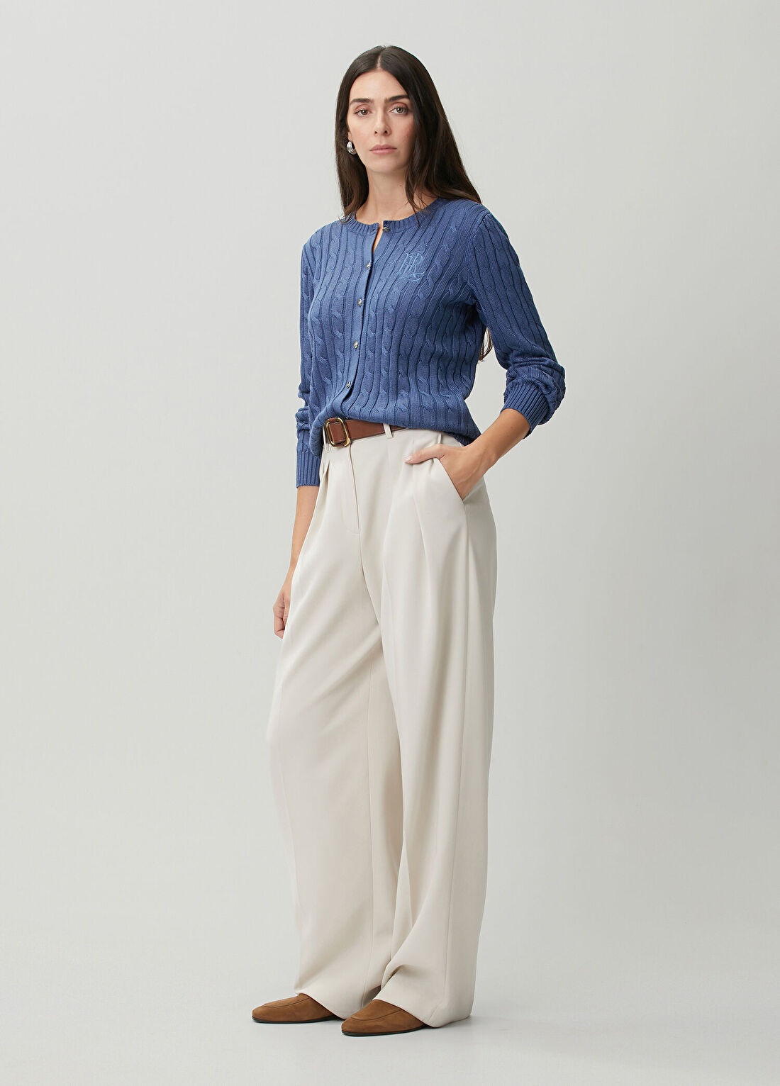 Lauren Ralph Lauren Mavi Saç Örgü Hırka görsel 2