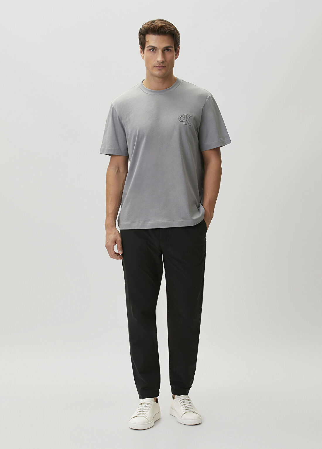 CK Jeans Regular Fit Easy Monogram Gri T-shirt görsel 2