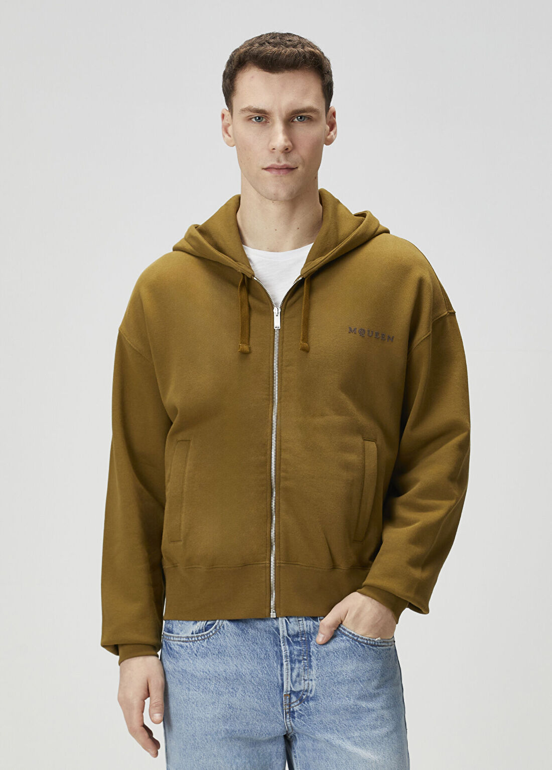 McQueen Haki Kapüşonlu Sweatshirt