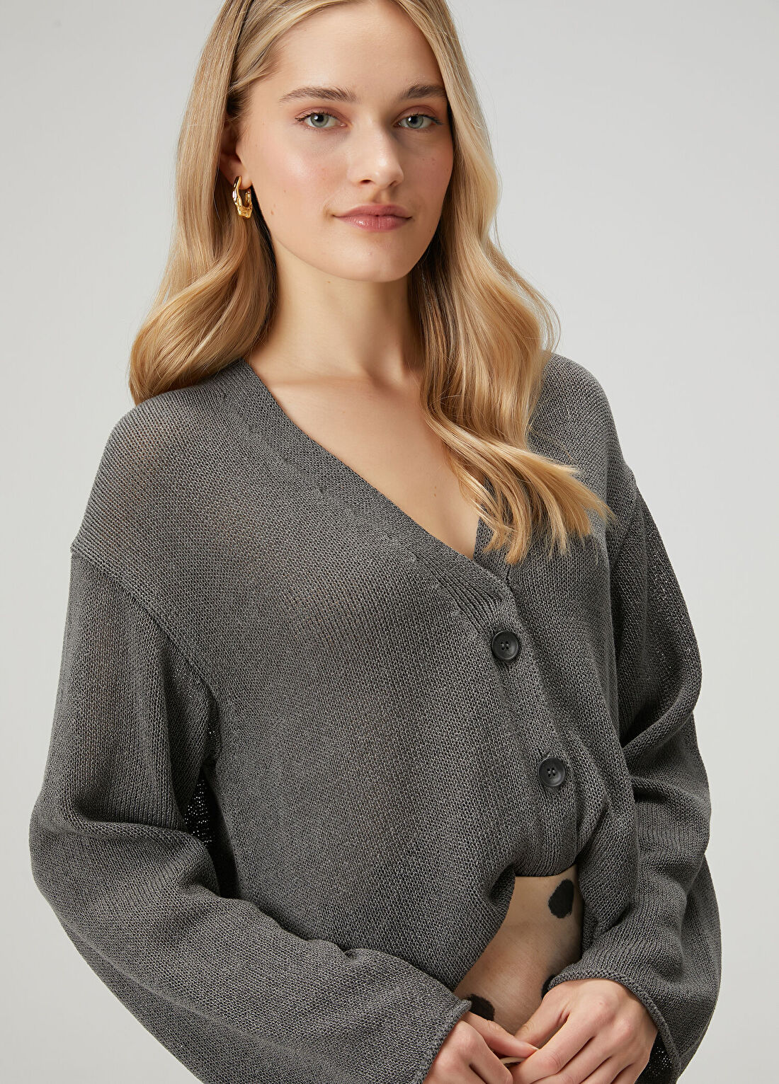 Beymen Club Antrasit Oversize Hırka görsel 2