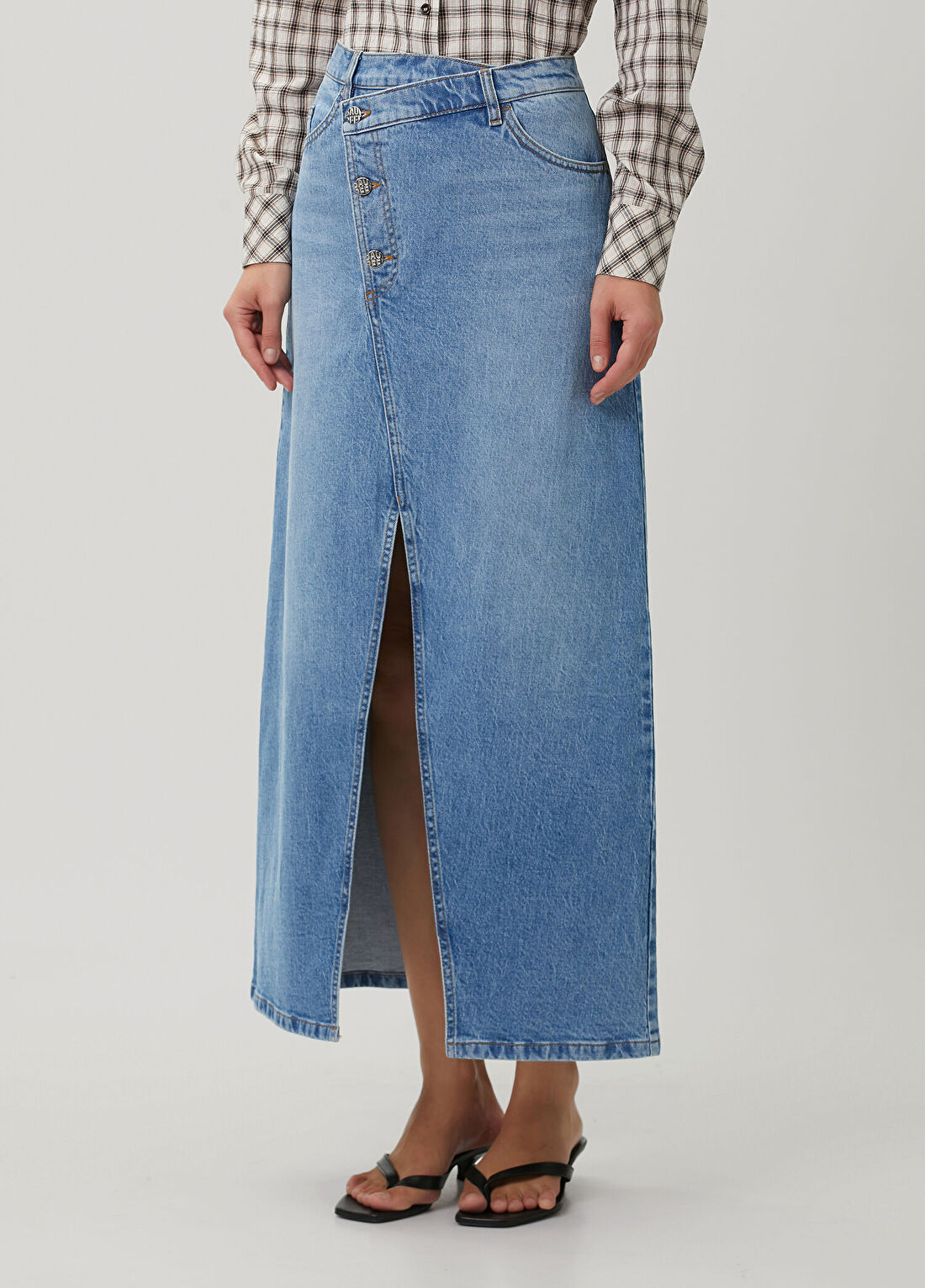 Baum Und Pferdgarten Sigge Mavi Maksi Denim Etek görsel 3