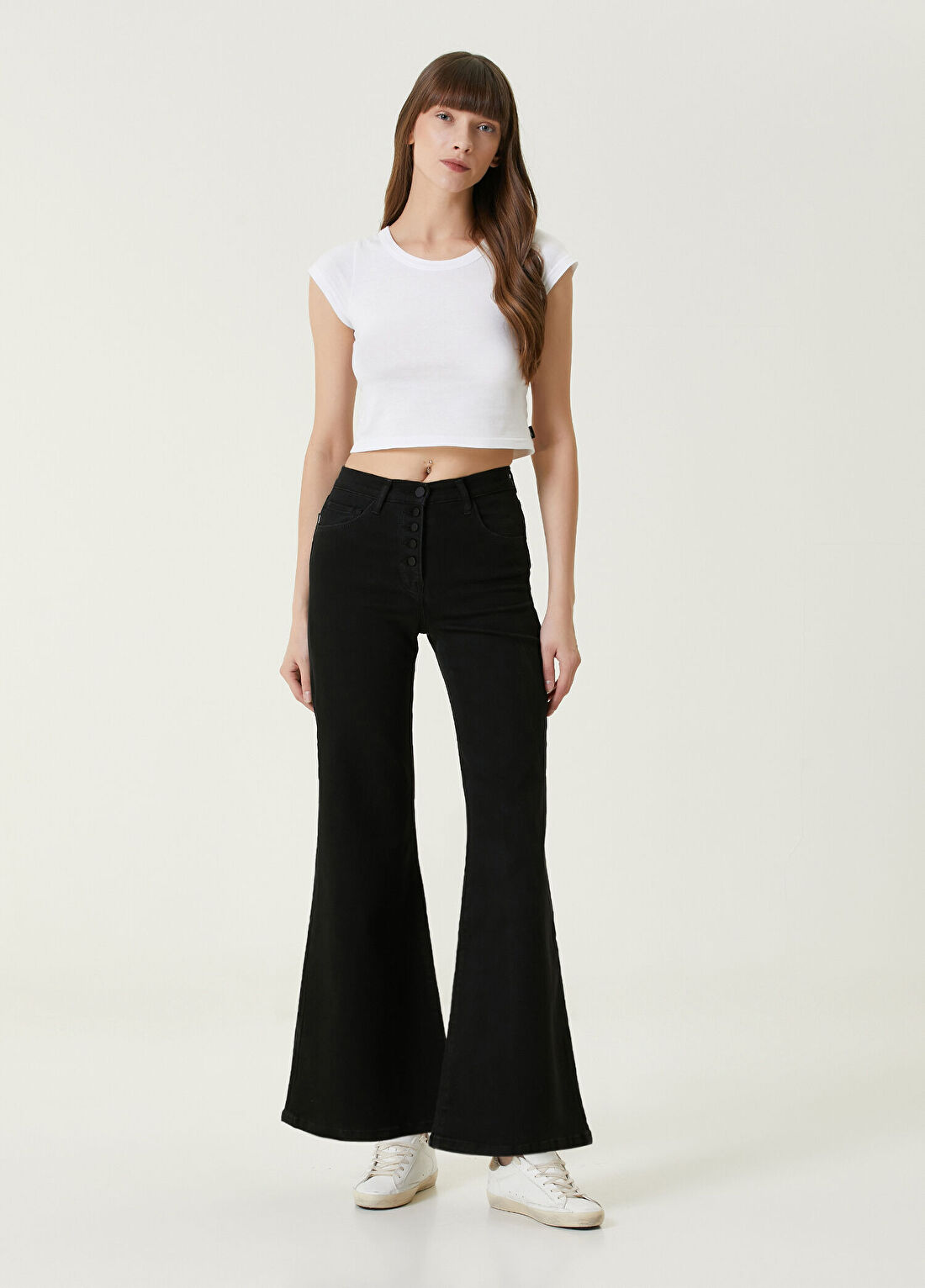 Dare London Pop Siyah Bol Paça Kadın Jean Pantolon