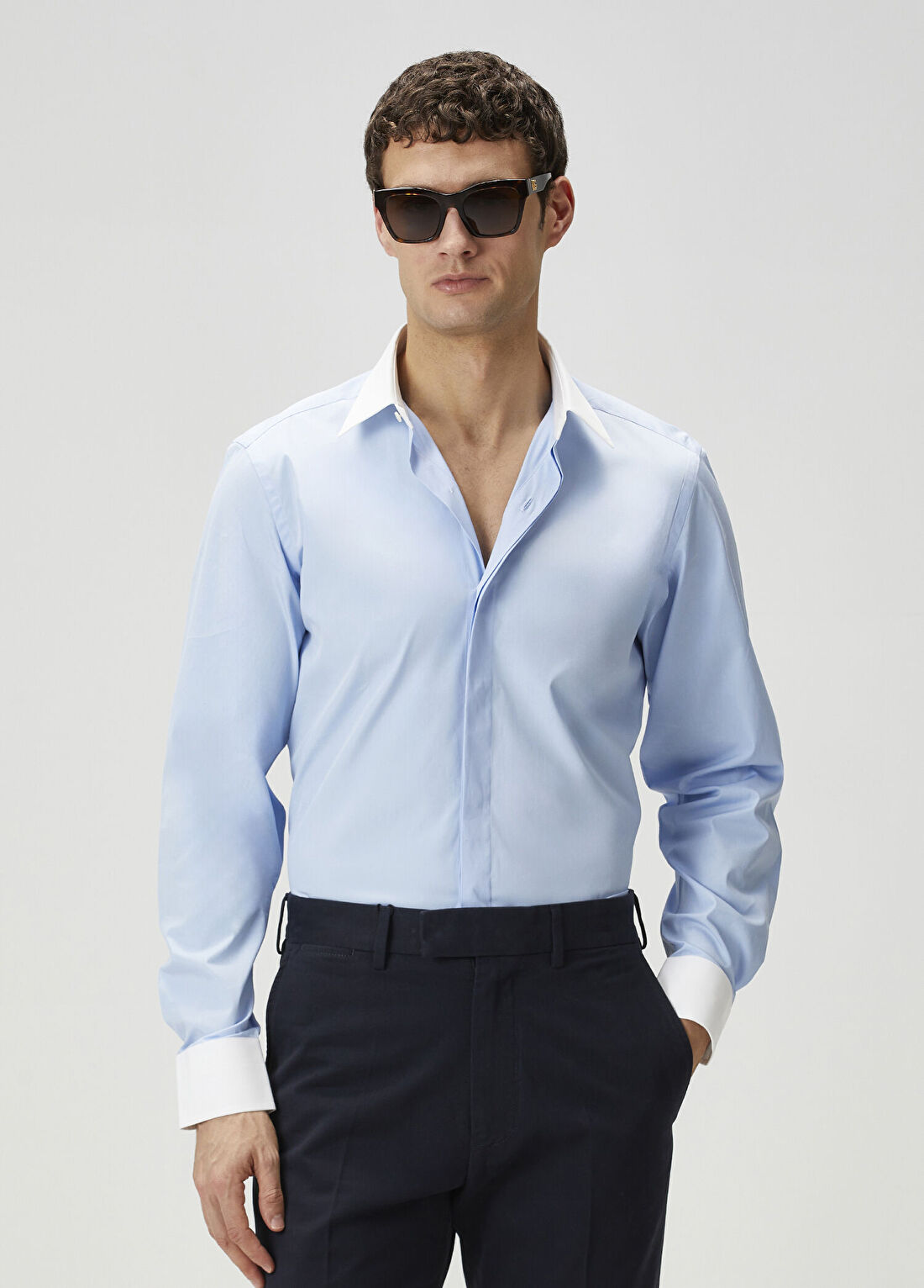 Tom Ford Classic Fit Mavi Poplin Gömlek