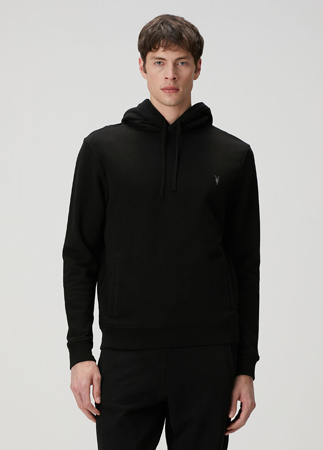 AllSaints Raven Siyah Kapüşonlu Sweatshirt görsel 3