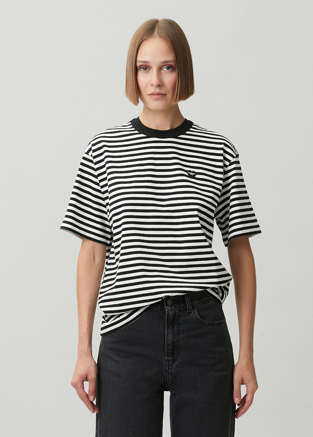 Carhartt WIP Essy Siyah Beyaz Çizgili T-shirt