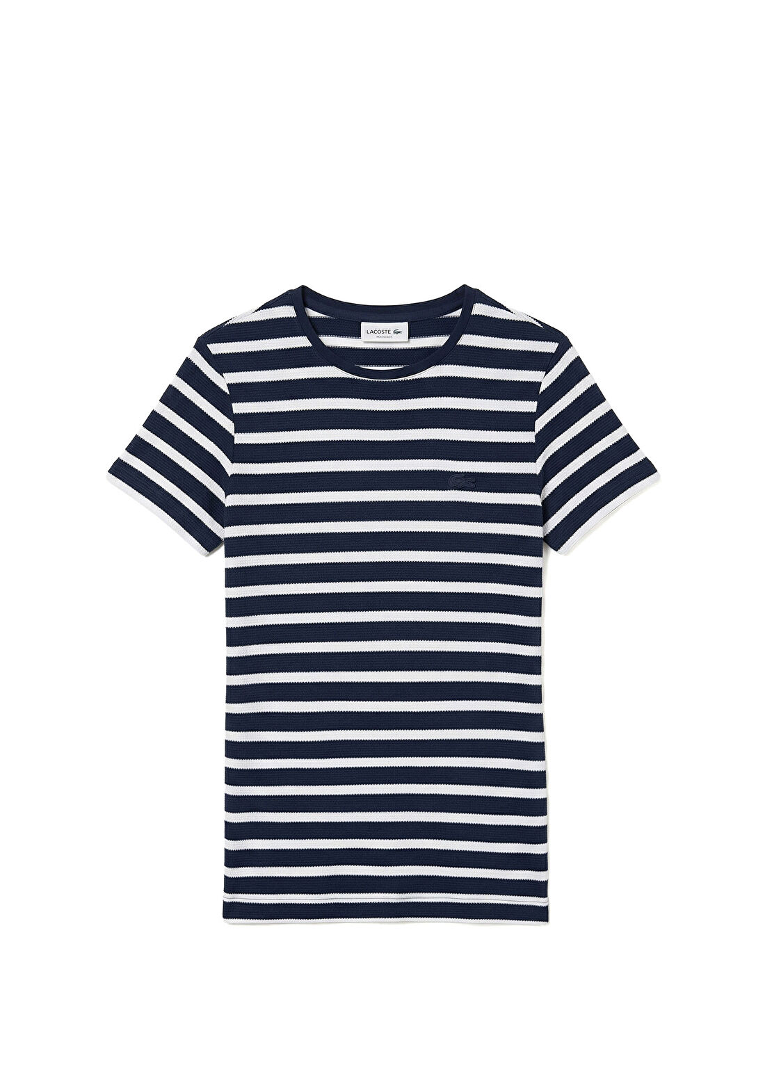 Lacoste Bisiklet Yaka Çizgili Slim Fit Lacivert Kadın T-Shirt görsel 3
