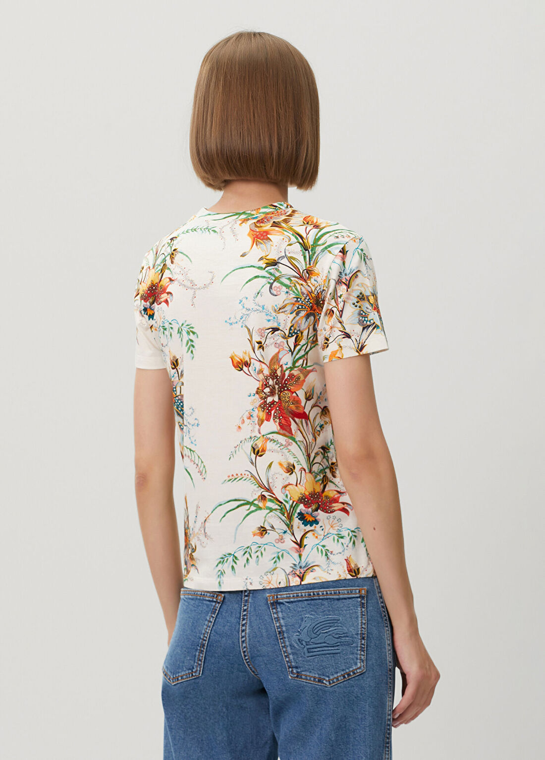 Etro Ekru Çiçekli T-shirt görsel 4