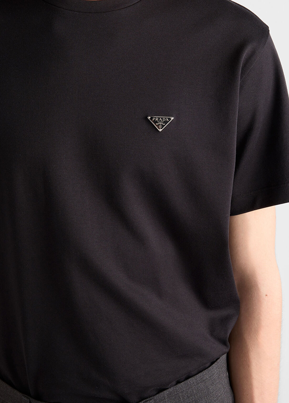 Prada Siyah Pamuklu Kısa Kollu Erkek T-shirt görsel 4
