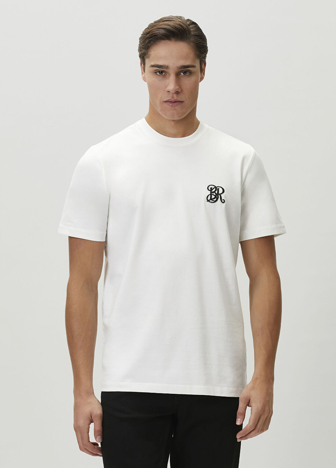 Bernotti Ekru Logo Nakışlı T-shirt