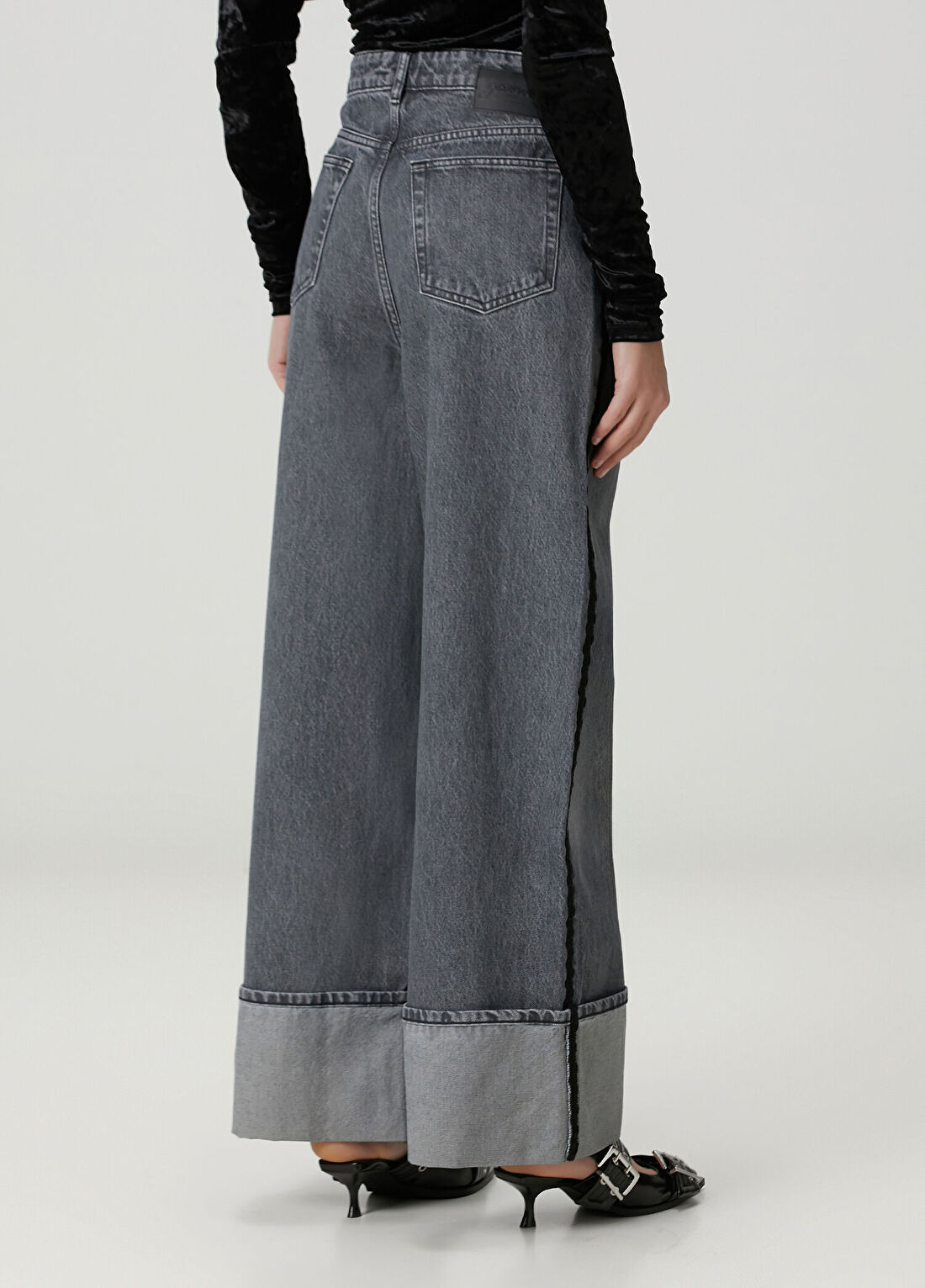 Ganni Slate Baggy Gri Jean Pantolon görsel 4