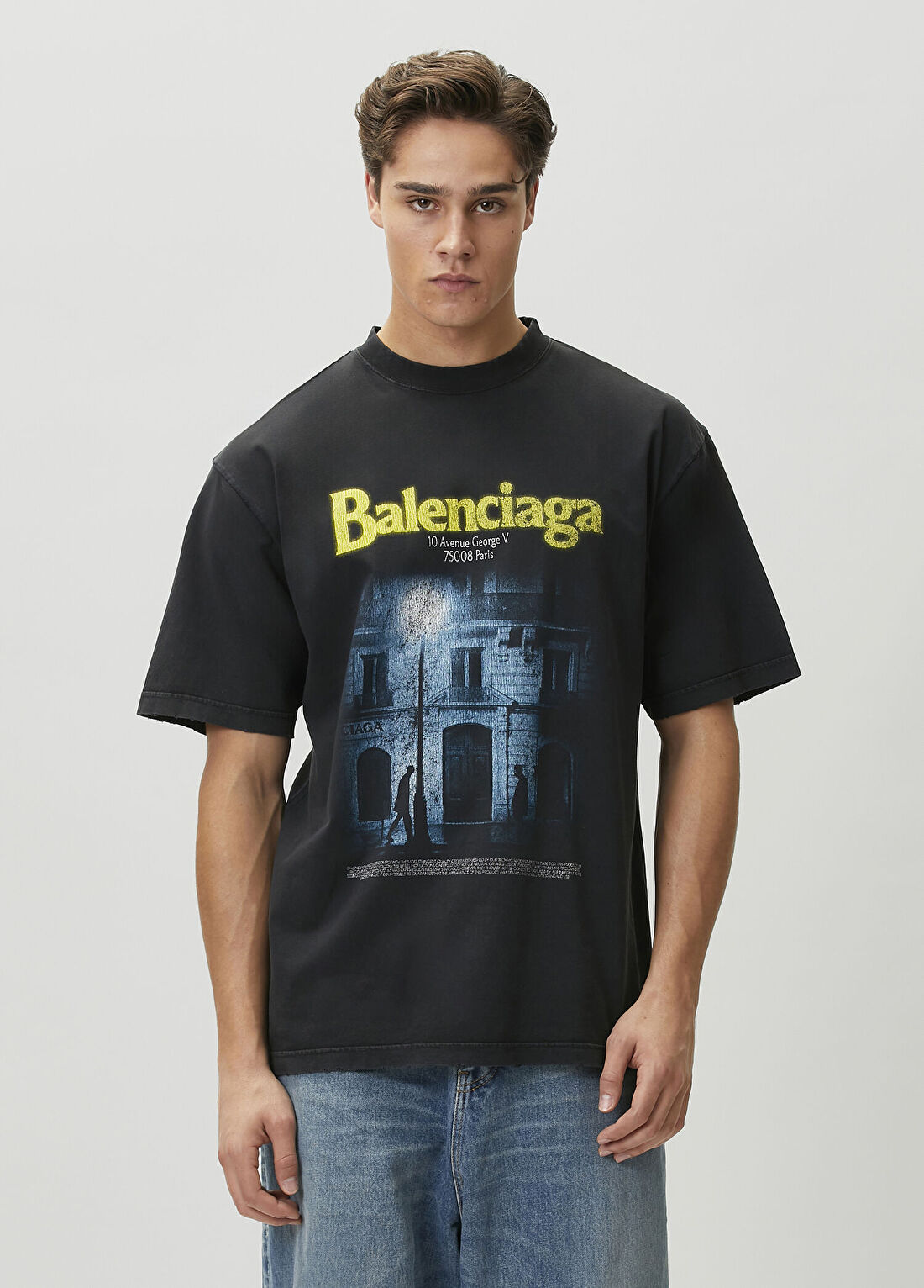 Balenciaga Siyah Logo Baskılı T-shirt