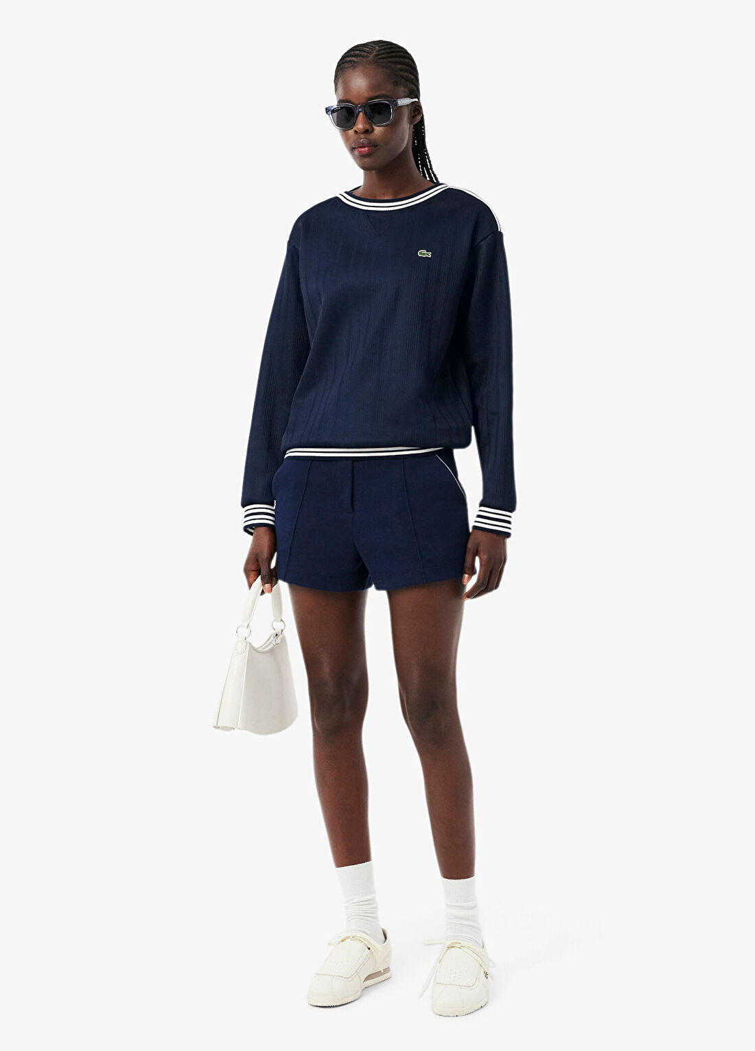 Lacoste Lacivert Relaxed Fit Bisiklet Yaka Kadın Sweatshirt görsel 4