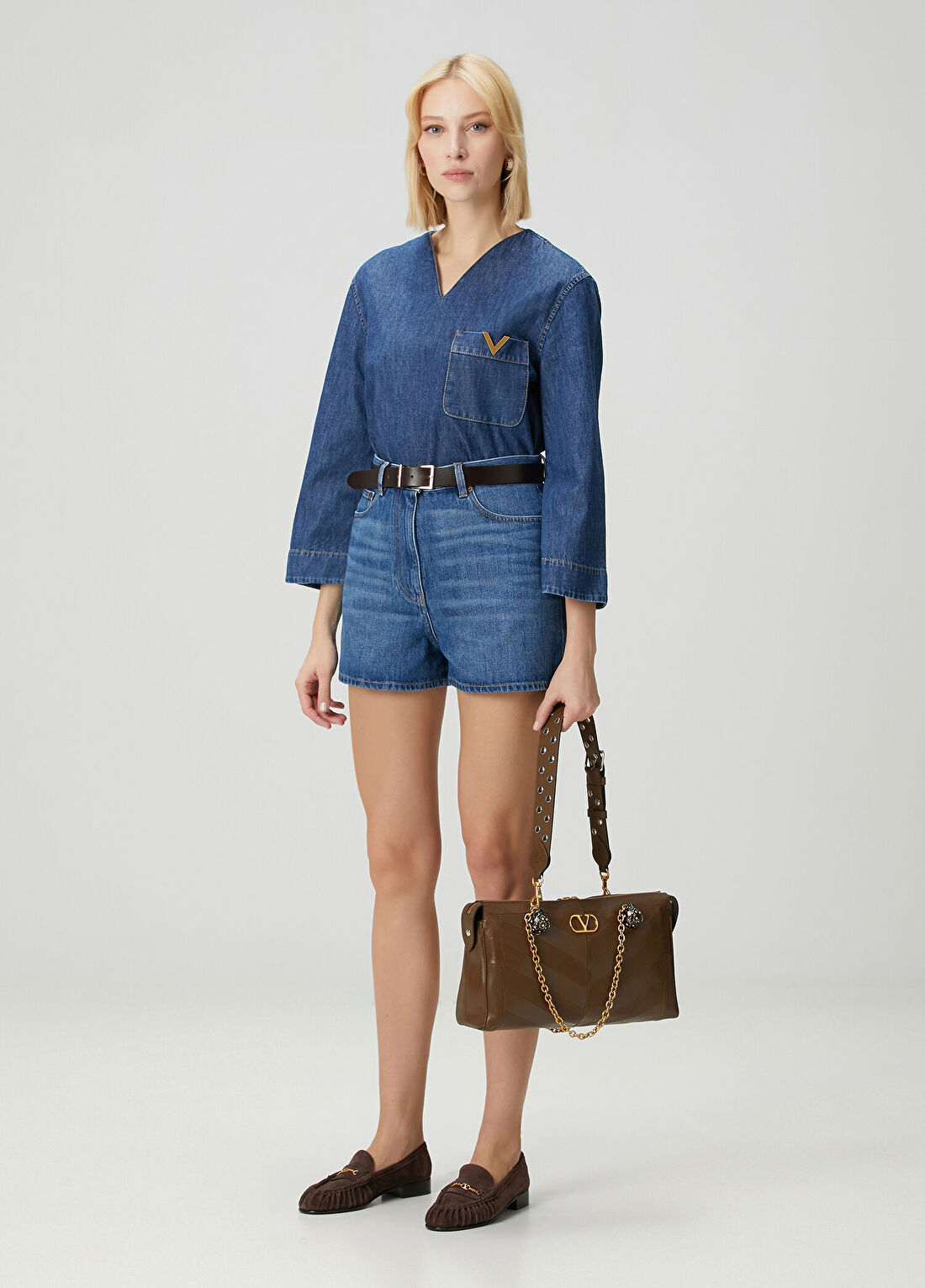 Valentino VGold Mavi Denim Şort