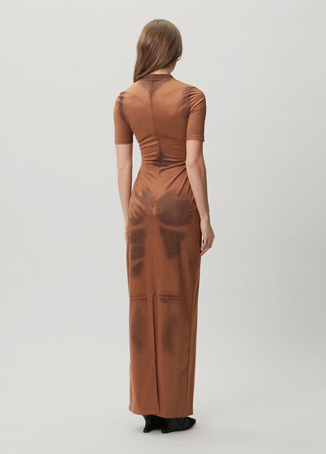 Acne Studios Kahverengi Desenli Maksi Elbise görsel 4