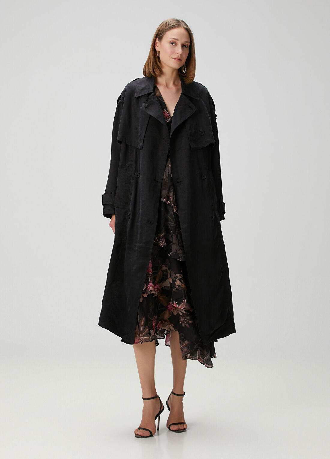 AllSaints Linnie Siyah Pardösü görsel 2