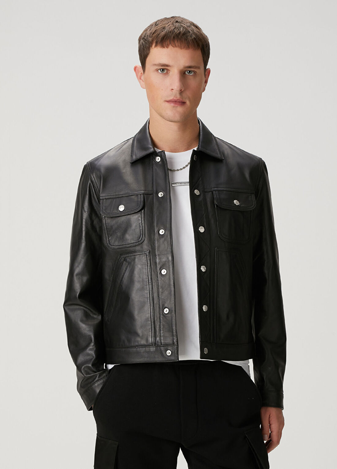 Dsquared2 Boxy Siyah Deri Ceket