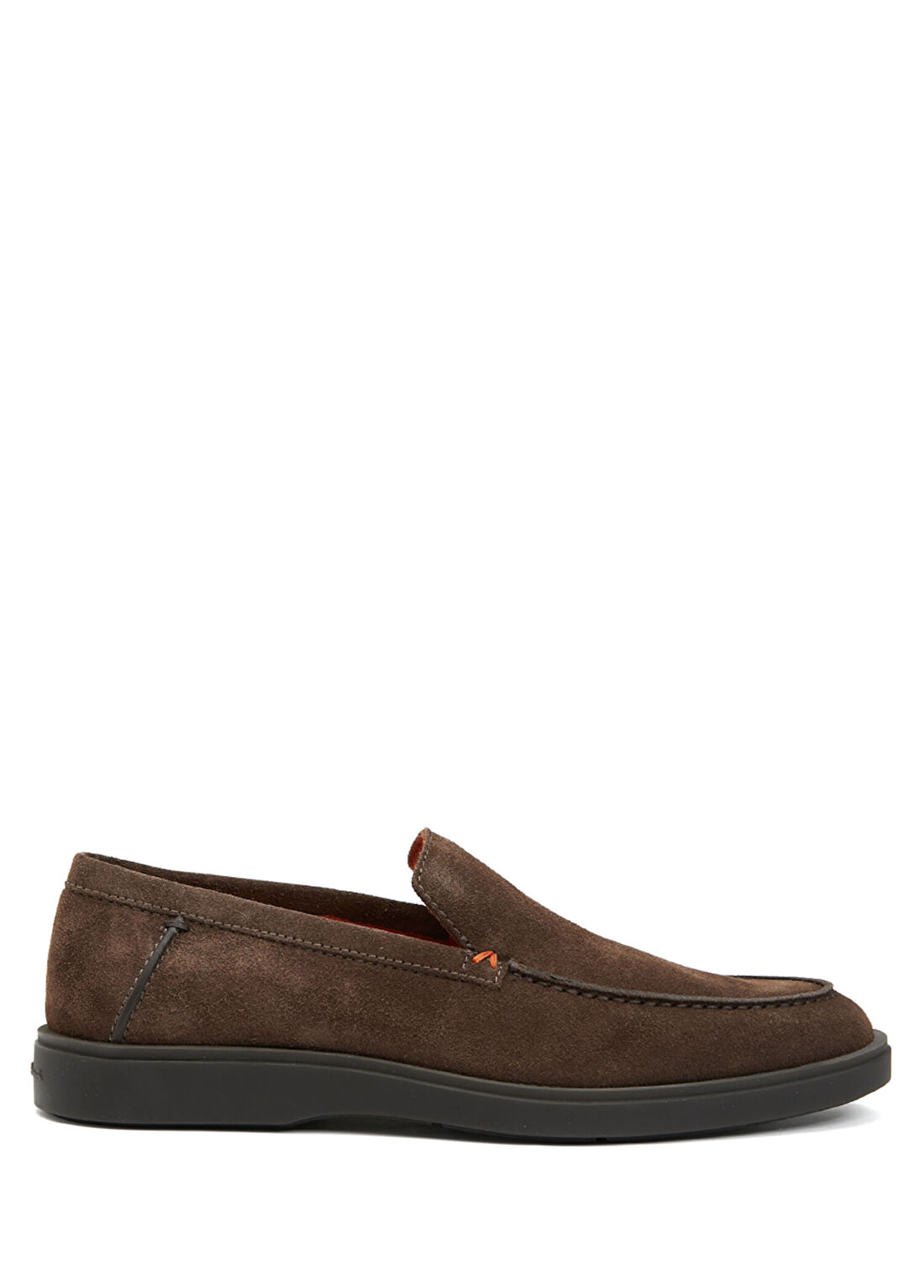 Santoni Koyu Kahverengi Erkek Süet Loafer