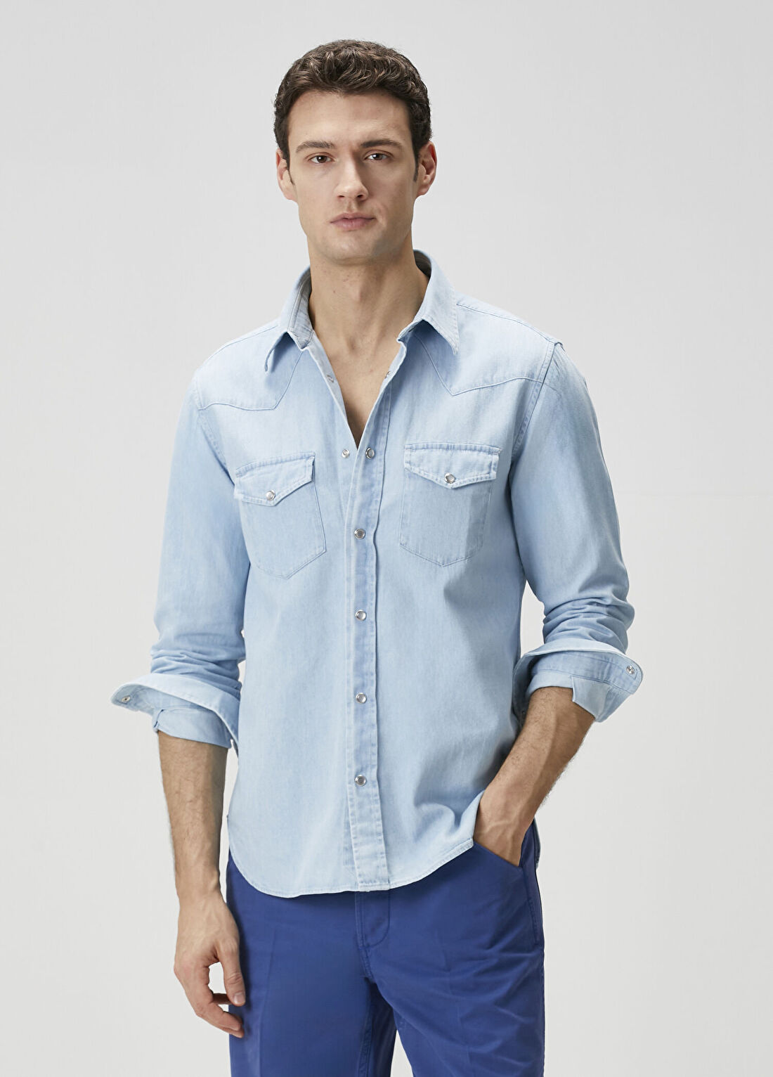 Tom Ford Açık Mavi Western Denim Gömlek