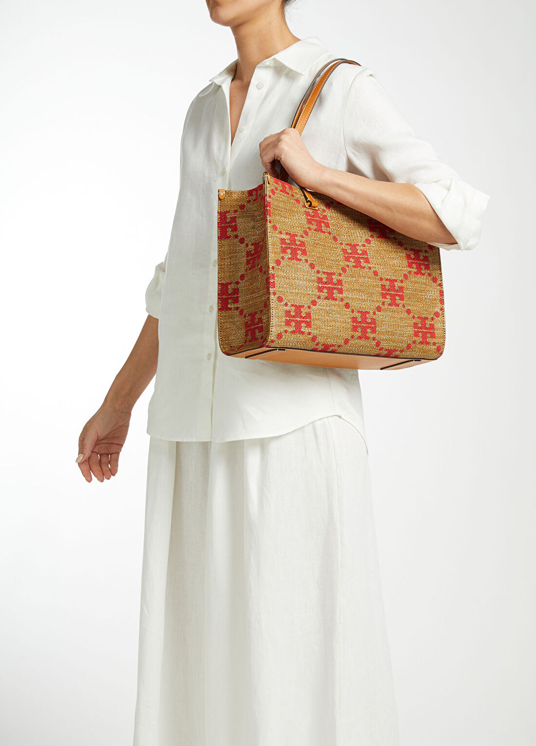 Tory Burch T Monogram Naturel Kadın Alışveriş Çantası görsel 2