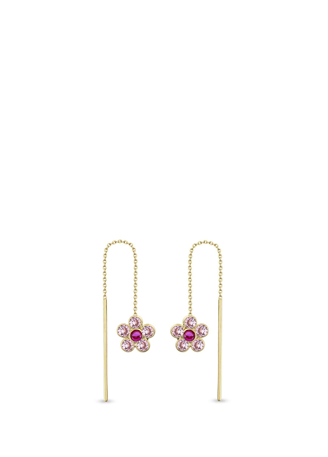 Orena Jewelry Pink Daisy 14 Ayar Altın Kadın Küpe