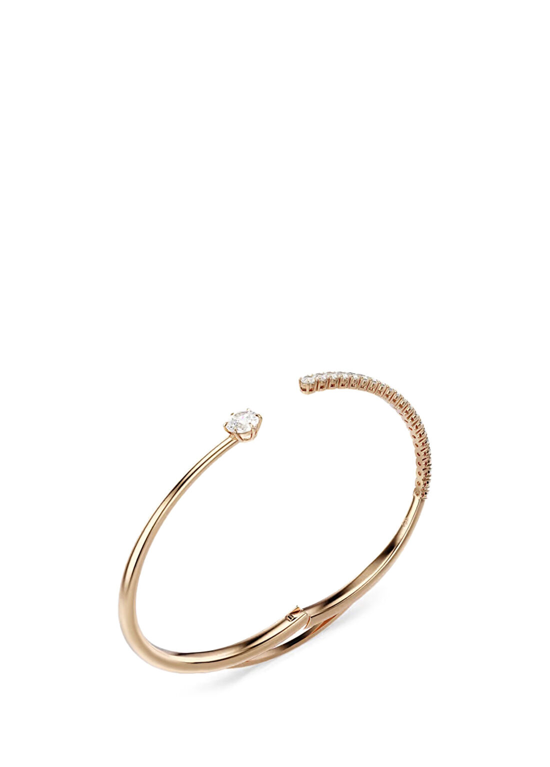 Swarovski Matrıx Bangle Open Whıte Ros M 18 Ayar Pembe Altın Kadın Bilezik