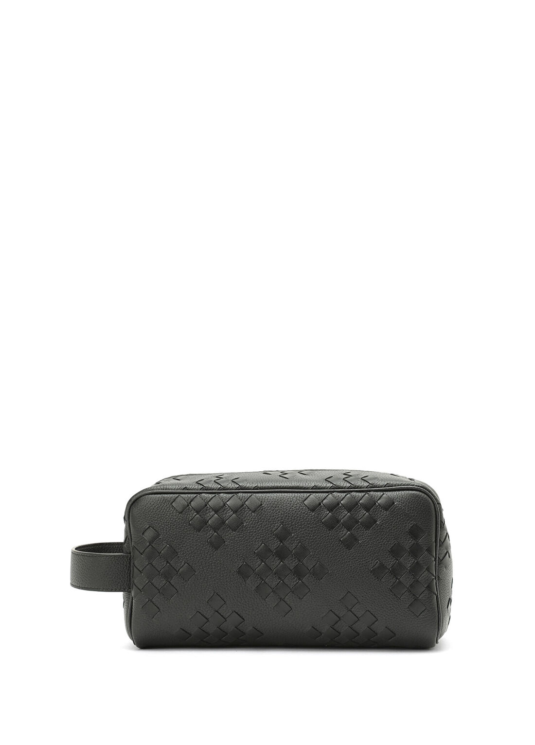 Bottega Veneta Siyah Örgü Dokulu Deri Tıraş Çantası
