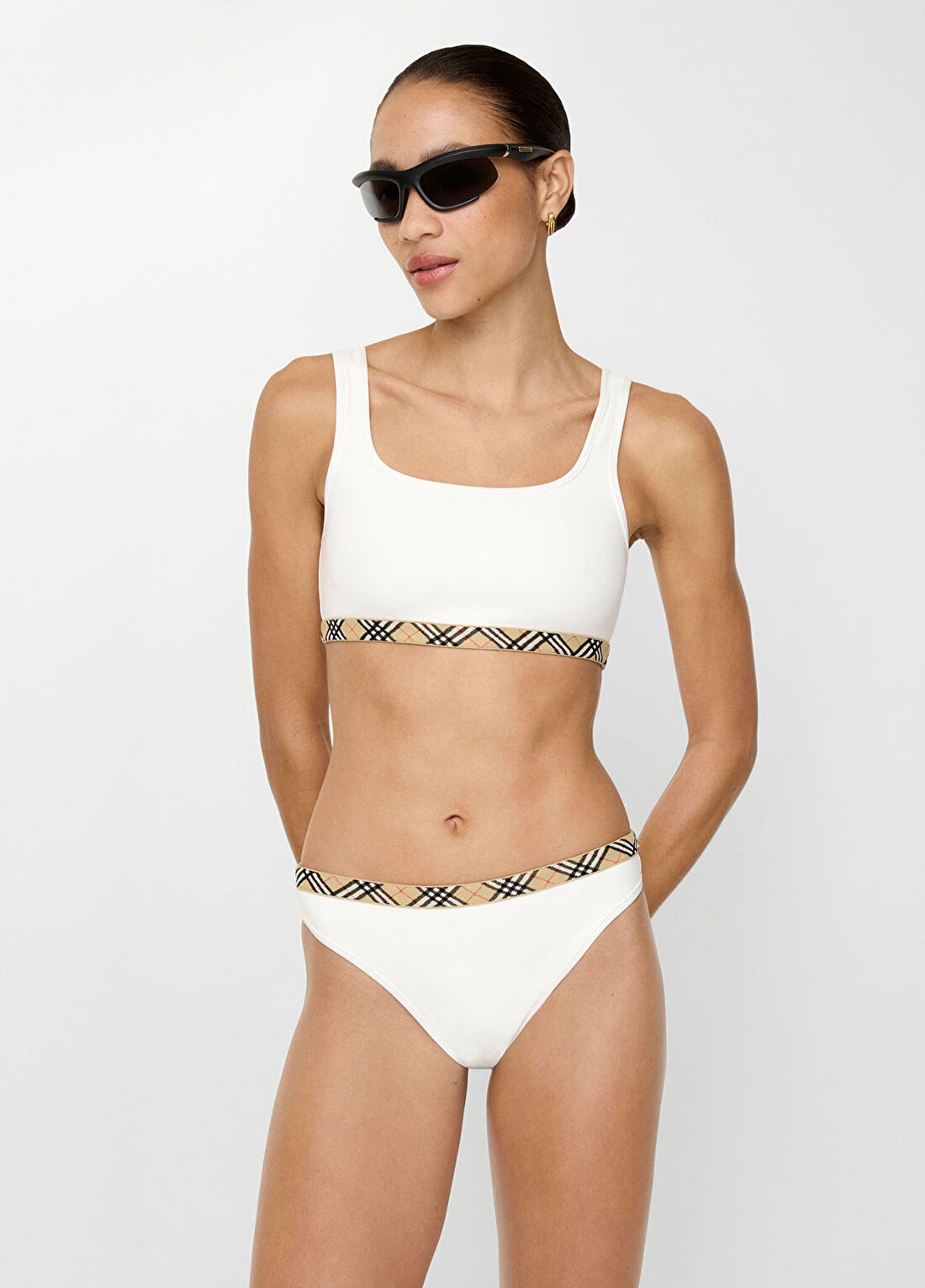 Burberry Check Trim Beyaz Kadın Bikini Üstü görsel 2