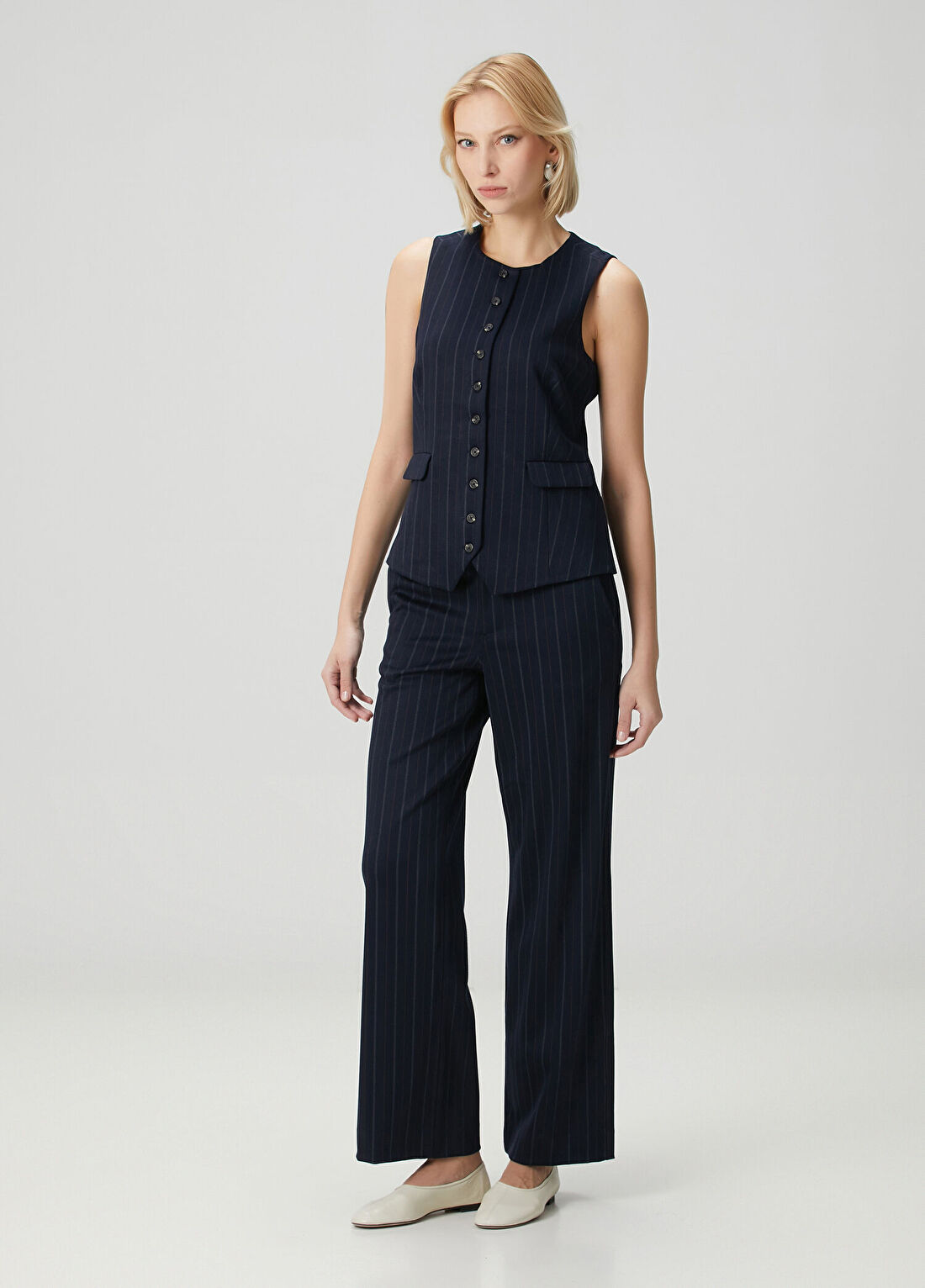 Rag&Bone Irina Tailored Lacivert Çizgili Pantolon