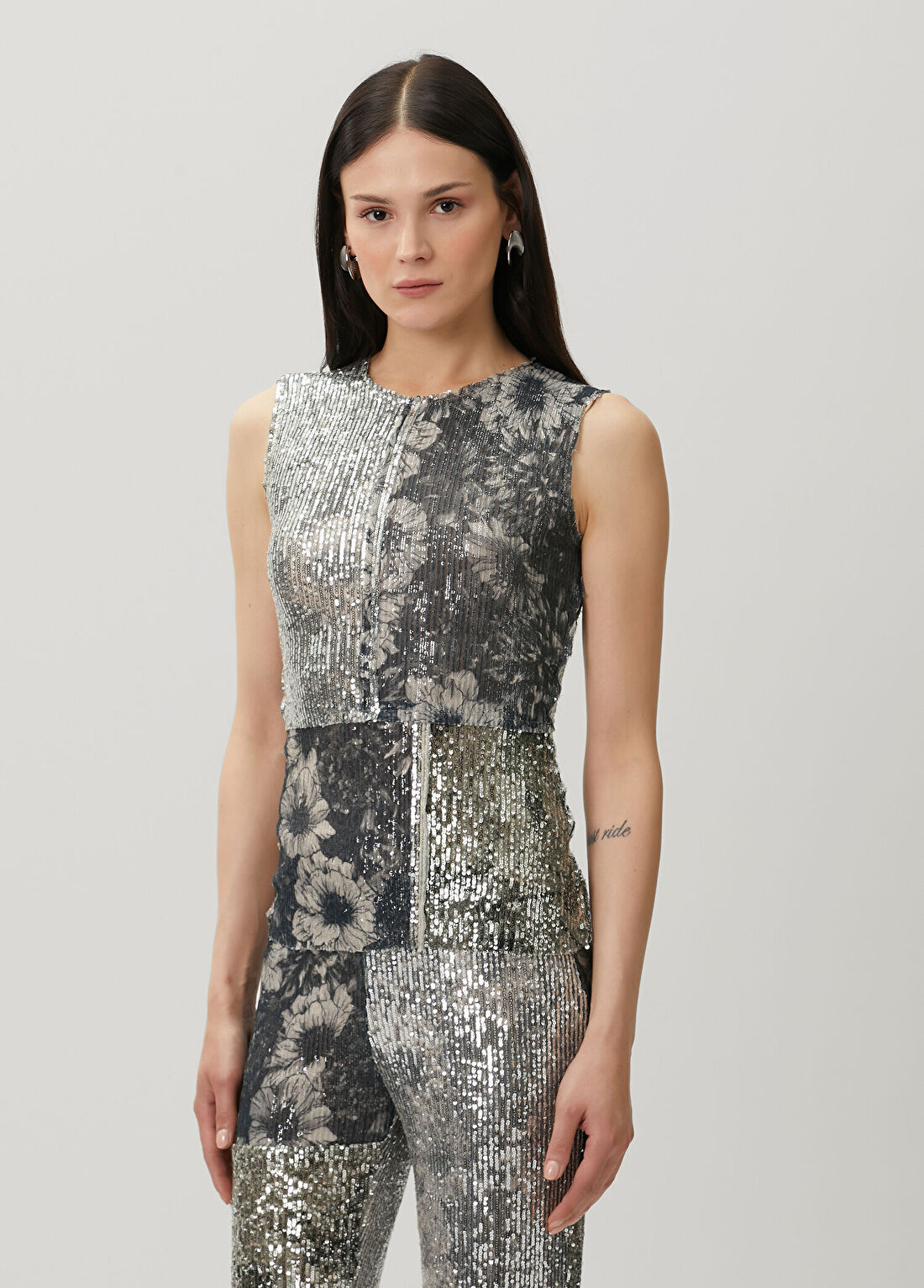 Maison Margiela Silver Payetli Patchwork Bluz