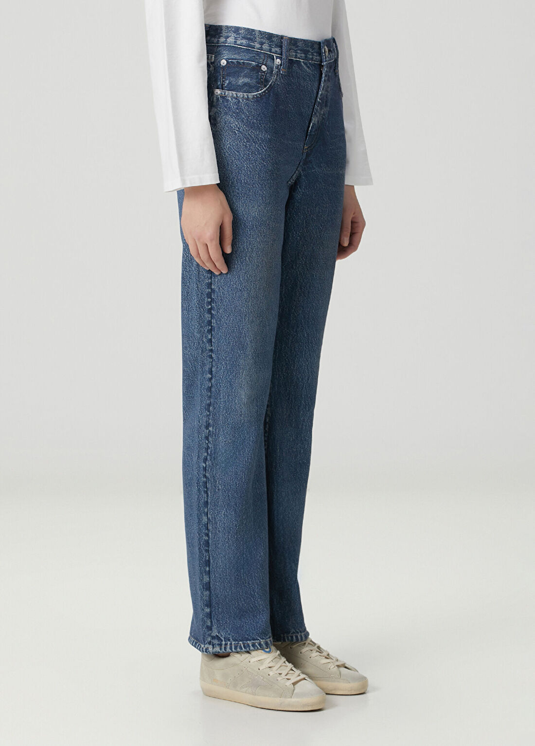 Rag&Bone Miramar Shea Relaxed Straight Mavi Jean Pantolon görsel 3