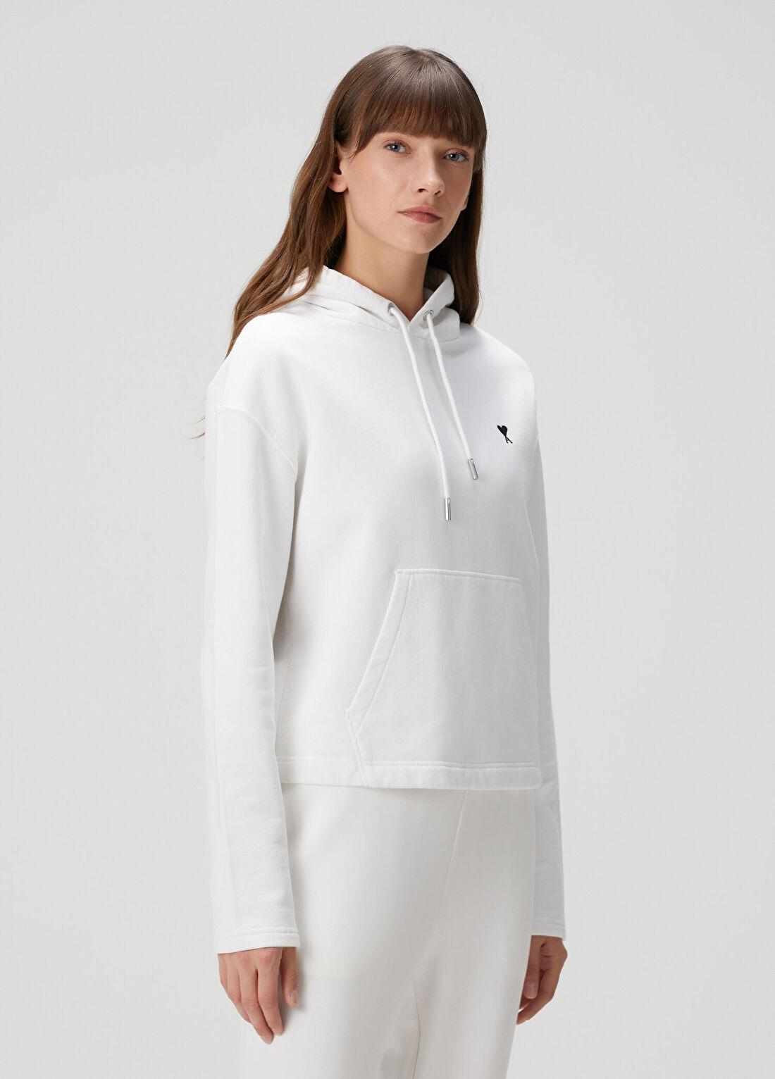 Ami Paris Beyaz Kapüşonlu Sweatshirt görsel 3