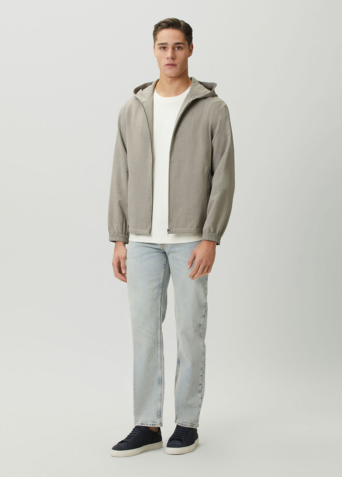 Emporio Armani Bej Kapüşonlu Gofreli Mont görsel 2